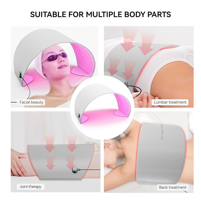 Red Light Therapy Device for Face &amp Body 180 LEDs 4-Color + Near Infrared (630nm 460nm 605nm 850nm) 4 Modes 3 Levels LED Light Therapy Panel for Women &amp Men Home SkincareGray