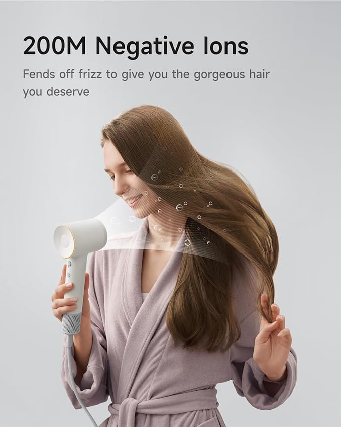 Laifen Hair Dryer SE 2 200 Million Negative Ionic Blow Dryer with Child Mode and 108000 RPM Brushless Motor 1400W Powerful Fast Drying High-Speed Low Noise Hairdryer with Magnetic Attachments