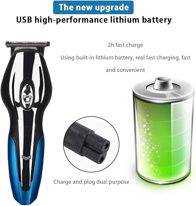 QWEASDF 6-in-1 Electric Hair Clipper Set Beard Trimmer Body Hair Trimmer Nose Hair Trimmer USB Charging Powerful Power Suitable for The Whole FamilyBlue