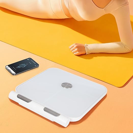 Smart Body Fat Scale 8-Electrode Digital Bathroom Scale with Retractable Handle Measures 25 Body Compositions Including Weight Muscle BMI Bone Mass
