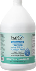 ForPro Alcohol-Free Foaming Instant Hand Sanitizer Moisturizing Dye-Free Formula Eucalyptus Tranquility Scent 1 Gallon (128 fl oz) Refill