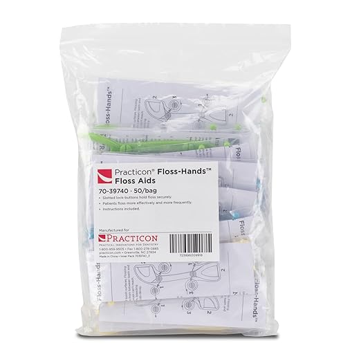 Practicon Floss-Hands Reusable Dental Floss Holder Two Angles at Once Individually Packaged Bulk Pack of 50