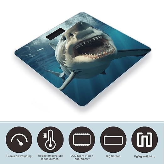Shark Mouth Bathroom Scale Rounded Smart Scale for Body Weight Automatic Power On/Off Weight Scales Accurate Bathroom Digital Scales for Pet Home Bedroom Kitchen