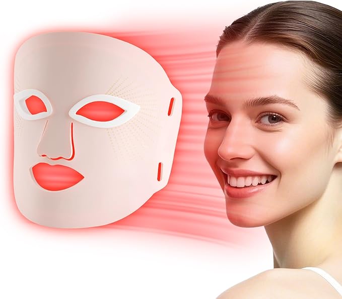 Red Light Therapy Mask Red Light Therapy for Face 7 Colors LED Facial Mask for Wrinkle Remove &amp Anti Aging Skin Care Home Travel UsePink (Upgraded Version)