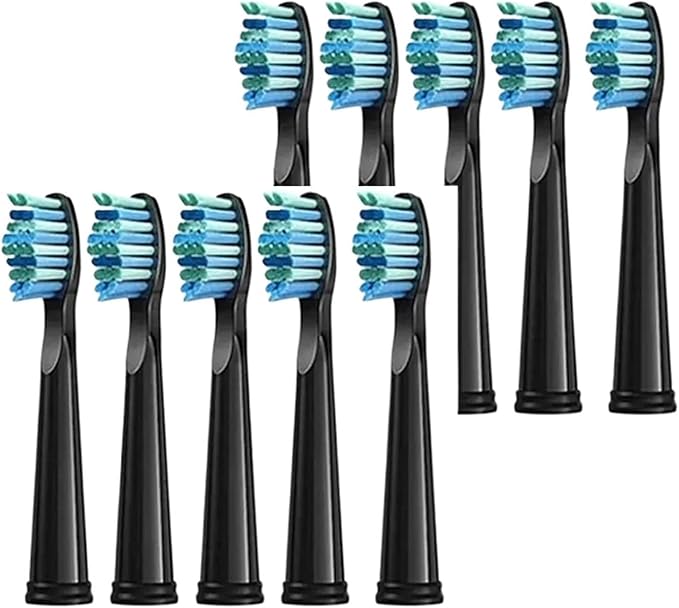 Compatible for Fairywill Replacement Toothbrush Heads for FW-507/508/551/515/917/959/2011 Electric(Black 10pcs)