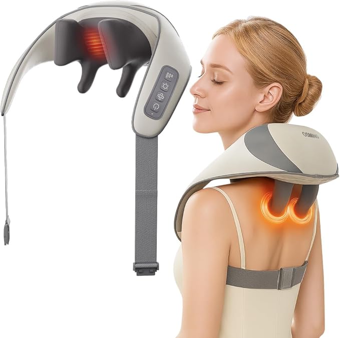 Shiatsu Neck and Shoulder Massager with Heat 6D Deep Tissue Massager for Pain Relief Cordless Portable Electric Kneading Massager for Home Office Gift for Mom Dad Birthday New Year