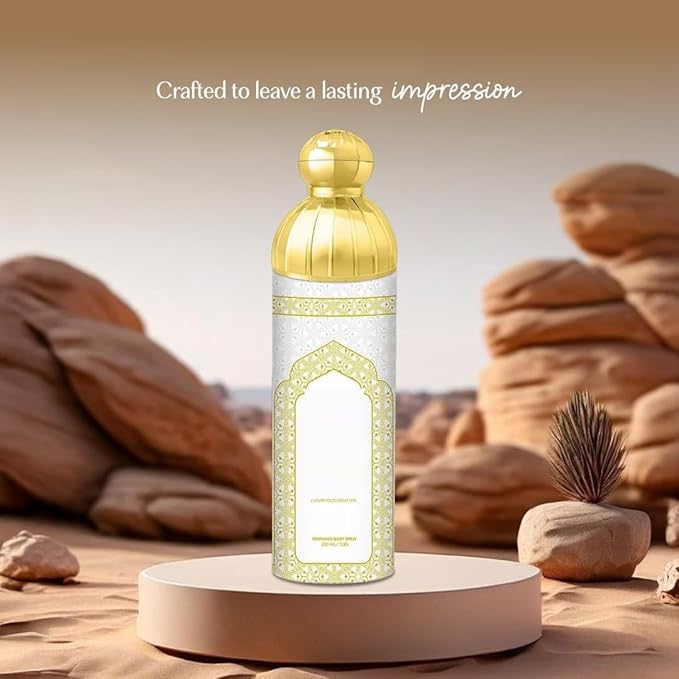 White Oud Deodorant Spray 200ml | Long-Lasting Sophisticated Fragrance with Agarwood and Magnolia | Unisex Scent for Modern Elegance | Deodorant for men and women