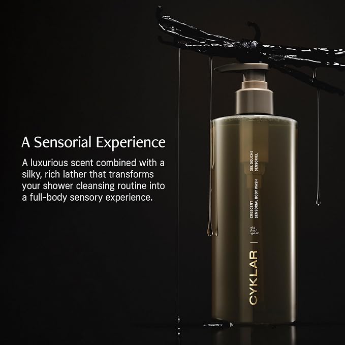 CYKLAR Sensorial Body Wash. Crescent Fragrance Hydrating Cleanser with Moisture Locking Multi-Oil Complex Sodium PCA and Glycerin. Nourishing Shower Gel for Women and Men 16.5 Fl Oz Luxury Bodywash