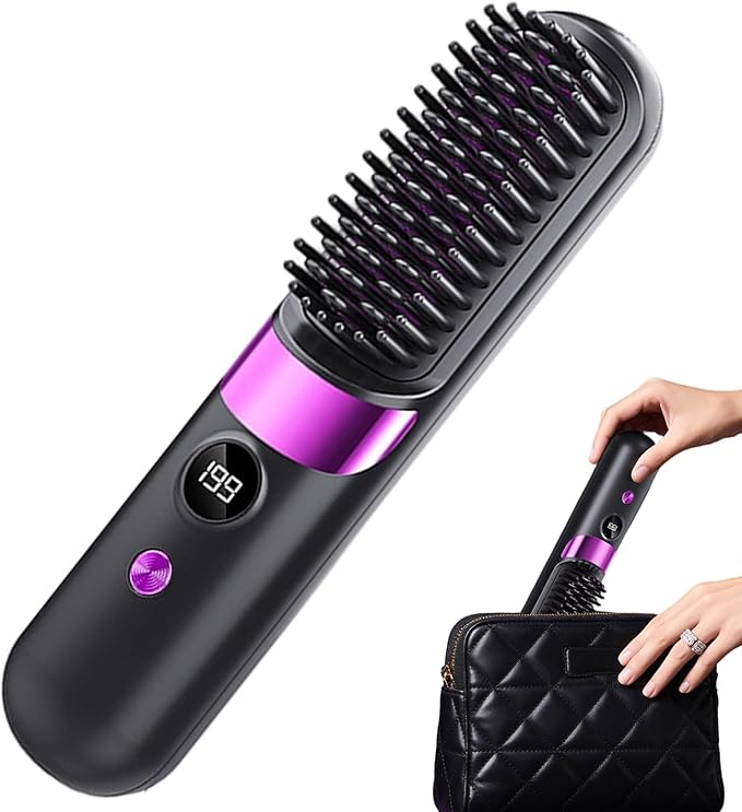 Hair Straightener Cordless | Rechargeable Hot Hairstyle Comb PortableAuto Off Straightening Brush | for Home Travel Apartment College Dorm Vacation Women Wife Family