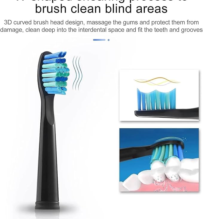 Electric Toothbrush Replacement Heads Compatible for SG910/507/958/515/949/575/55116pcs(16pcs Black B)