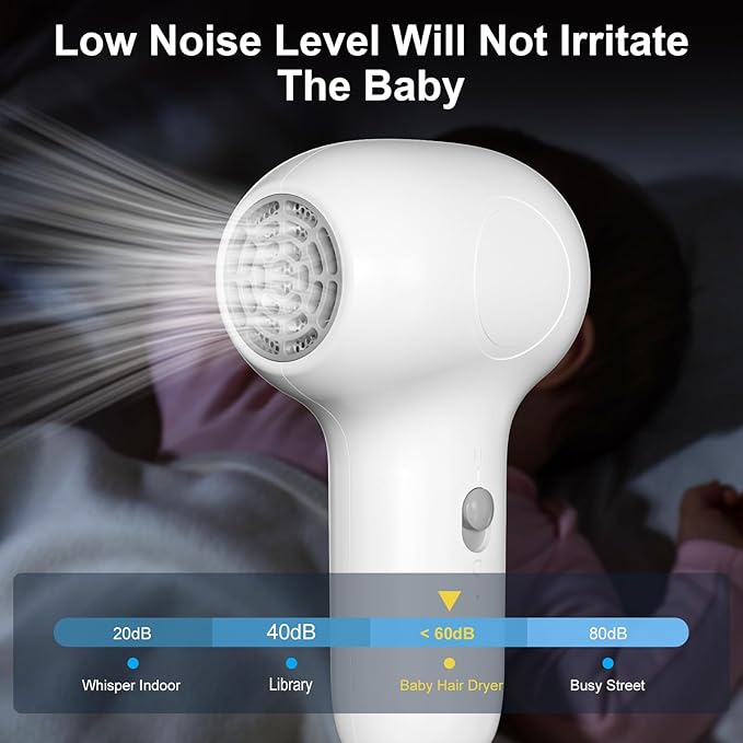Cordless Hair Dryer for Baby Kids Model with Charging Base Gentle Airflow Mini Hair Dryer Portable Travel Design Small Dryer for Infant Delicate Skin