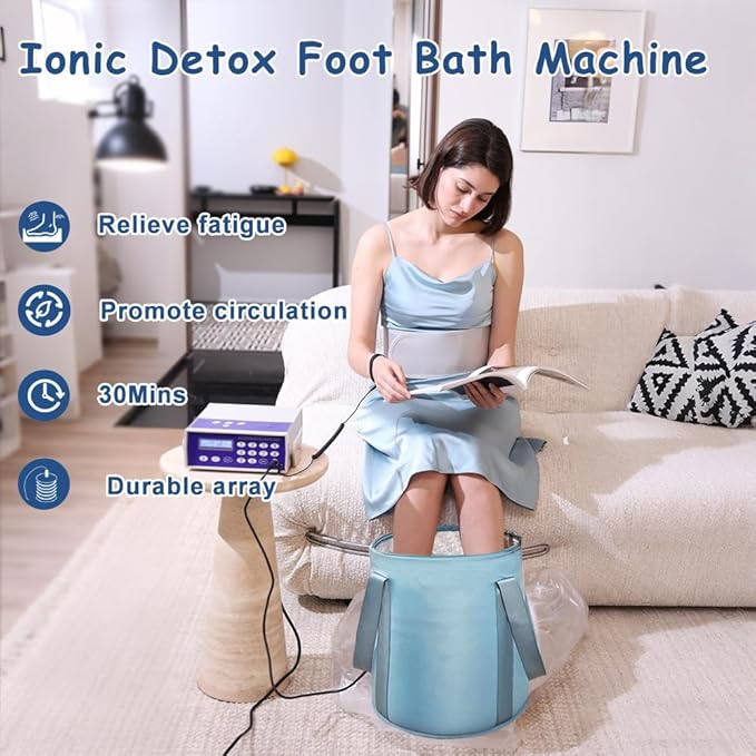 Vitaciti®Ionic Detox Foot Bath Machine with LCD Display Far Infrared Heating Belt &amp Collapsible Tub 3 Working Modes Professional Ionic Foot Cleanse Spa for Home &amp Salon Use