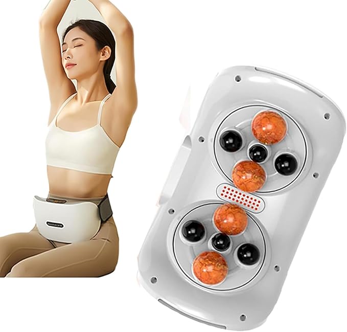 KEhtu Electric Abdominal Massage Machine BianStone Tummy Kneading Instrument Double Disc Large Area Massage Forward/Reverse Massage for Abdominal Back Neck and Legs Pain Relief