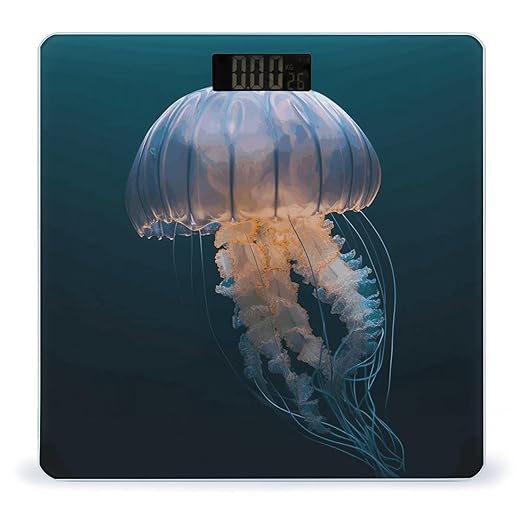 3D Jellyfish Weight Scale Large Bathroom Scales Digital Weight with Bright LED Display Non Slip Automatic Weighing Scale Fashion Weighing Machine for Body