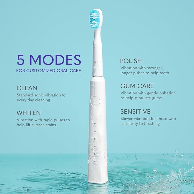 Smileactives Vibrite Sonic Power Electric Toothbrush Teeth Whitening &amp Gum Care Blue LED Light for Oral Health Rechargeable Toothbrush Multiple Brushing Modes for Deep Cleaning &amp Sensitive