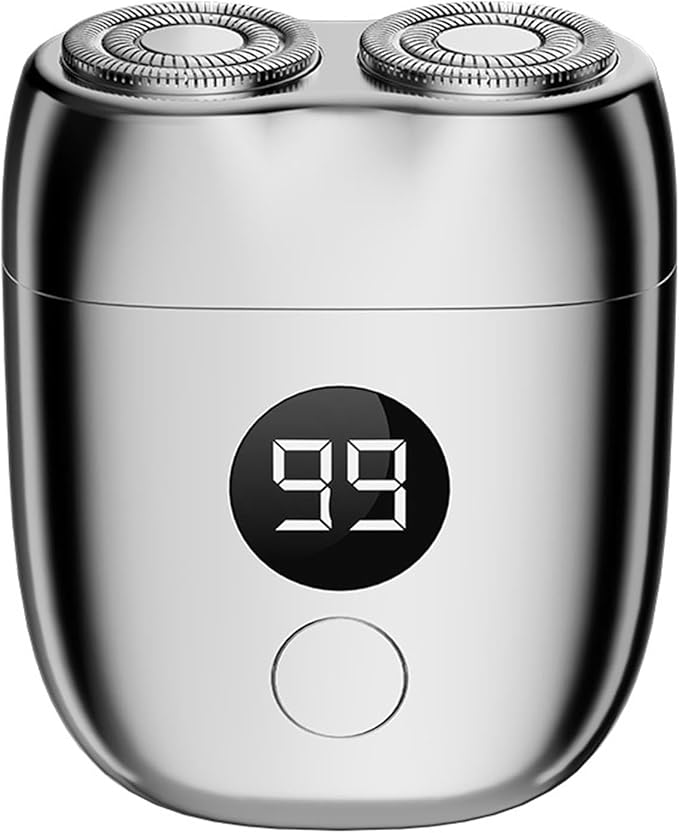 Electric Mini Shaver Pockets Razor Trimmer for Men Portable Wet and Dry Cordless Rechargeable Shaver Waterproof IPX7 Suitable for Travel Car Home Office Use (Silver)
