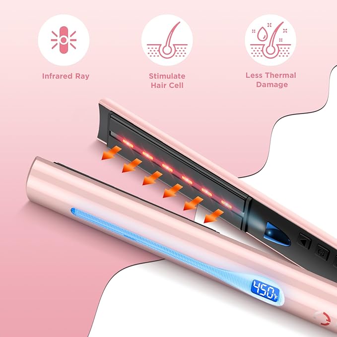 IG INGLAM Titanium Flat Iron Hair Straightener Blow Dryer with Diffuser