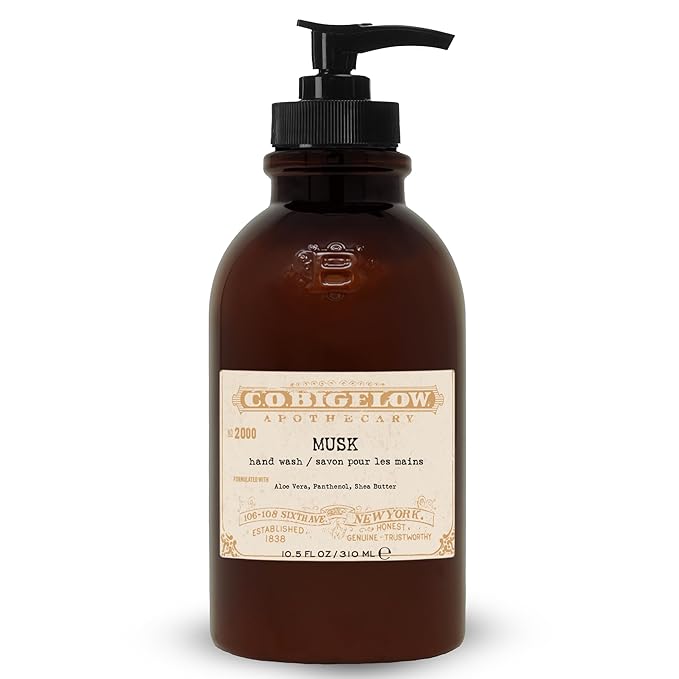 C.O. Bigelow Musk Hand Wash Iconic Collection Liquid Hand Soap with Shea Butter Glycerin Aloe Vera 10.5 Fl Oz