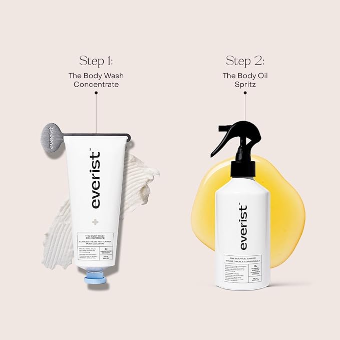 Everist The Hydrating Body Ritual Set 3.4 fl. oz Body Wash Concentrate &amp 6.09 fl. oz Post Shower Body Spritz in Jute Travel Bag Cleansing &amp Hydrating For All Skin Types