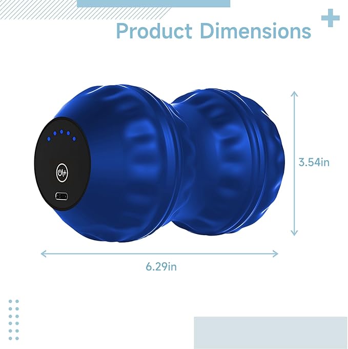 3.5 X 3.5 X 6.3 in Vibrating Peanut Massage Ball 5 Speed Electric Massager for Myofascial Release Tissue Therapy Blue