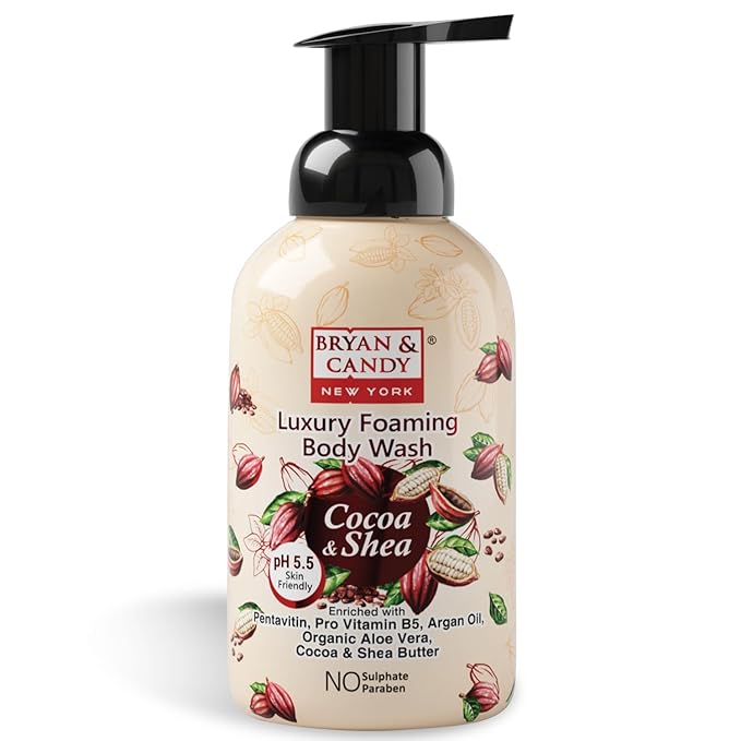 Luxury Foaming Body Wash with Pentavitin Pro Vit B5 Argan Oil Skin Friendly pH 5.5 All Skin Types 400 Ml (Cocoa Shea)