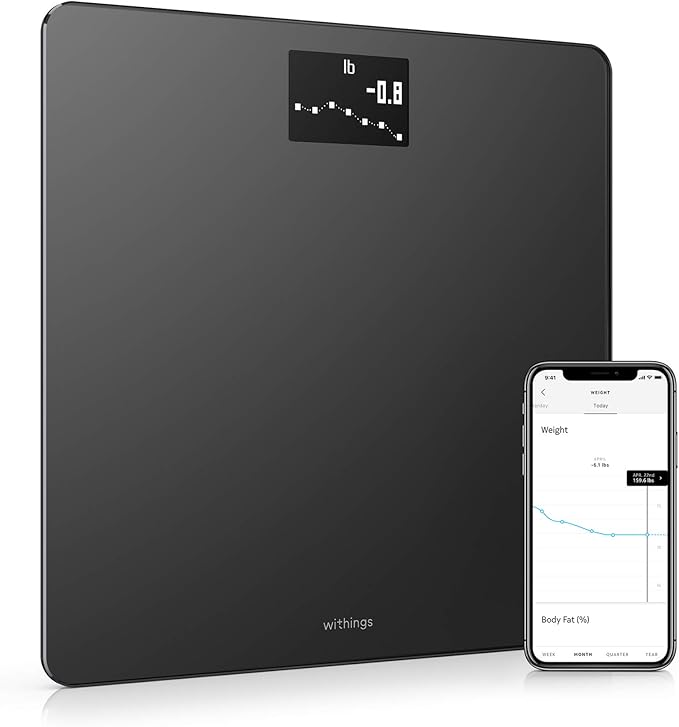 Withings Body - Digital Wi-Fi Smart Scale with Automatic Smartphone App Sync BMI Multi-User Friendly with Pregnancy Tracker &amp Baby Mode