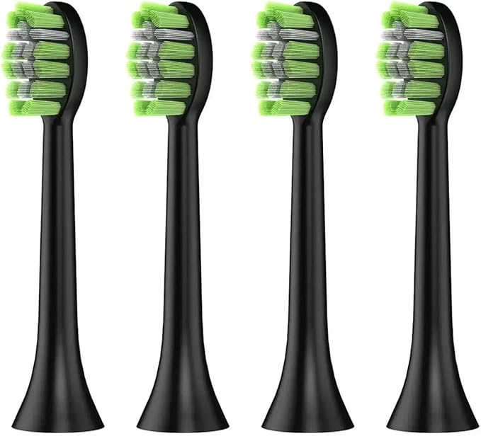 Compatible for Fairywill FW-Y05 DrYadent YD05 Jeenk JK-Y05 Electric Toothbrush Heads Replacement Soft Bristles Nozzles(4pcs Black)