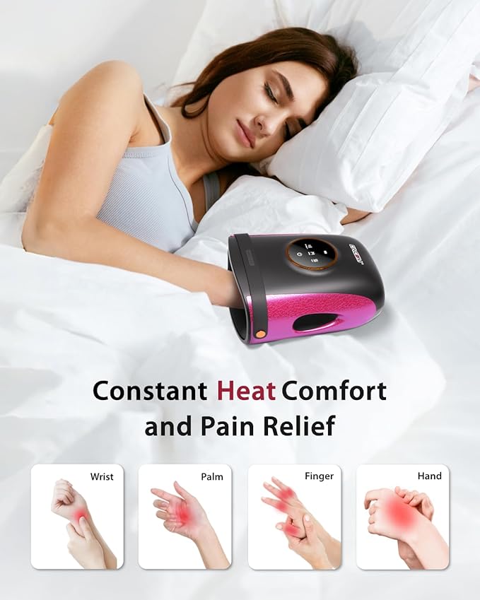 CINCOM Hand Massager with Heat and Compression Finger and Palm Massage Machine for Pain Relief Arthritis and Improved Circulation Gifts for Women Cordless and Rechargeable (Black)