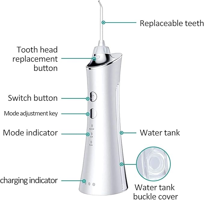 Water Flosser for Teeth Professional Water Teeth Cleaner Picks with 3 Modes &amp 5 Jet Tips for Braces Gums IPX7 Waterproof 150ml Detachable Tank for Home Travel