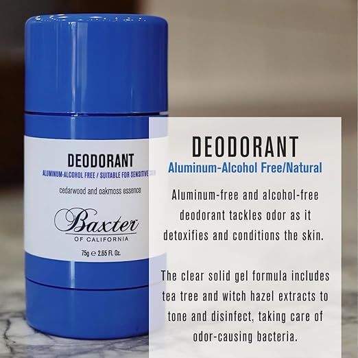 Baxter of California Deodorant Aluminum &amp Alcohol-Free Clear Stick Cedarwood and Oakmoss Essence 2.65 Ounce