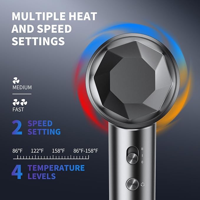VTT Hair Dryer 150000 RPM High Speed Blow Dryer with Intelligent Temperature Control Magnetic Nozzle Fast-Drying Low Noise Hair Blow Dryer for Men and Women for Curly Hair for Home Travel Salon