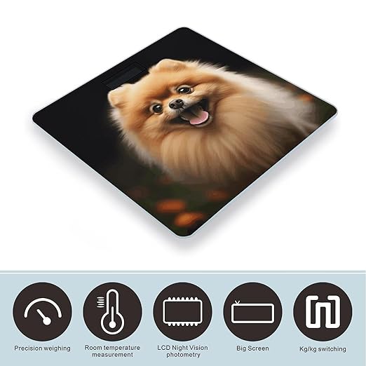 PomeranianScale for Body Weight with LCD High Precision Weighing Scales Fashion Sturdy Tempered Glass Weight Scales Easy-to-Read Digital Bathroom Scale for Daily 400lb