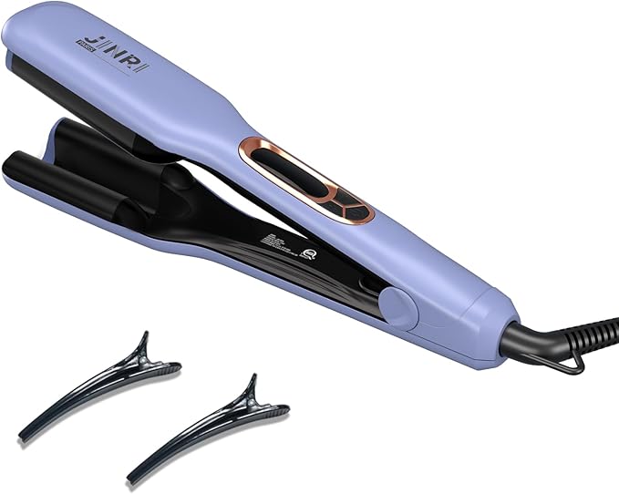 JINRI Hair Brush Hair Iron Pumped-Up Volume Adjustable Temp 360 ° Tail Rotation Lasting Volume for Short Or Thin Hair Dual Voltage (100-240V) Volumizing Hair Iron Purple 1.38 inch