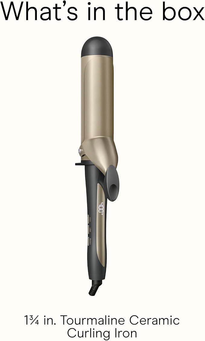 INFINITIPRO BY CONAIR Tourmaline Ceramic 1 ¾ -Inch Curling Iron 1 ¾ -Inch Barrel Produces Voluminous Curls Hair Curler for Use on Medium and Long Hair Dark Gray