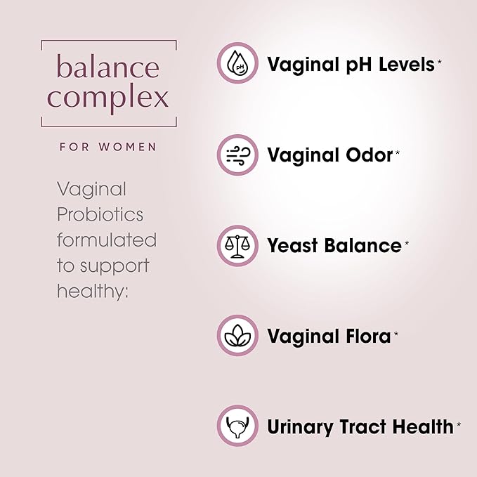 Balance Complex 17-in-1 Vaginal Health 100 Billion Probiotics for Women pH Balance with Cranberry &amp D-Mannose | Promote Urinary Tract Health for Vaginal Odor &amp Vaginal Flora 60 Capsules
