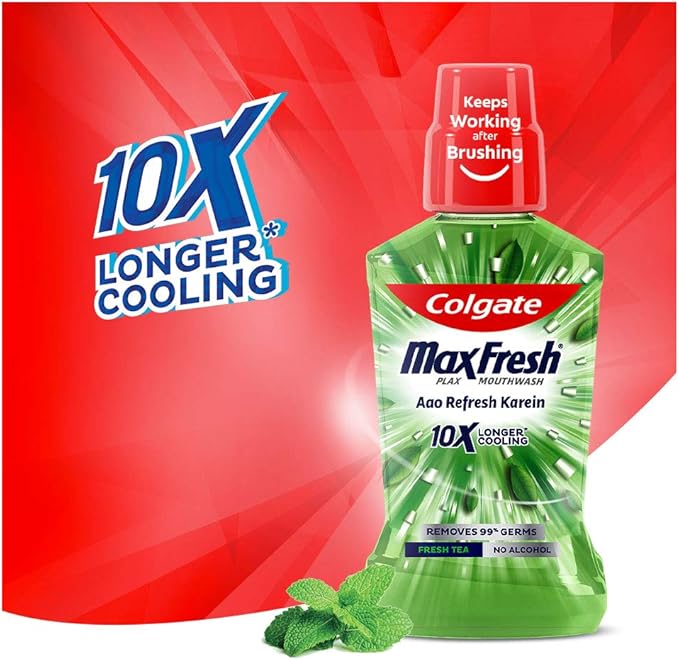 Colgate Plax Fresh Tea Mouthwash 0% Alcohol - 750 ml (250 ml - Pack of 3)