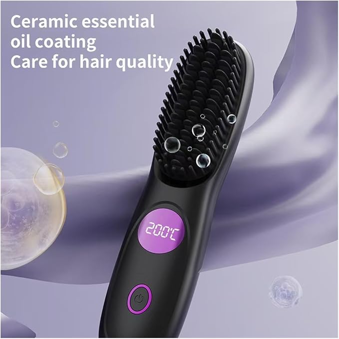 Cordless Hair Straightener Portable Straightener Brush Anti-Scald Negative Ions Hair Straightener Rechargeable for Hair Styling(2PCS)