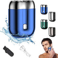 2026 New Upgrade Pocket Shaver USB Mini Shavers for Men Rechargeable Electric Mini Portable Razor Washable Double Head Razor Waterproof Compact Electric Shaver for Home Car Travel (Blue)