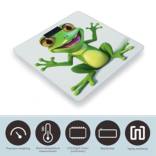 Green Frog Scale for Body Weight Highly Accurate Digital Bathroom Body Scale Digital Bathroom Scales for People Anti-Slip Large LCD Display Smart Scales