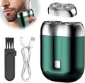 New Model Mini Dual-Head Electric Shaver Men's Pocket Shaver Mini Portable Electric Shaver Men's Rechargeable Double Head Shaver Rechargeable Waterproof Electric Shaver (Green+Head)