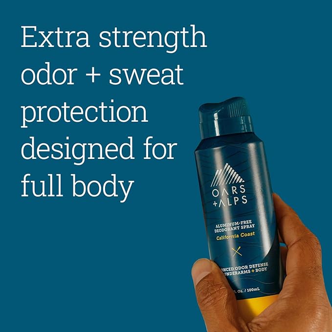 Oars + Alps Aluminum-Free Deodorant Spray Travel Size California Coast and Fresh Ocean Splash Bundle