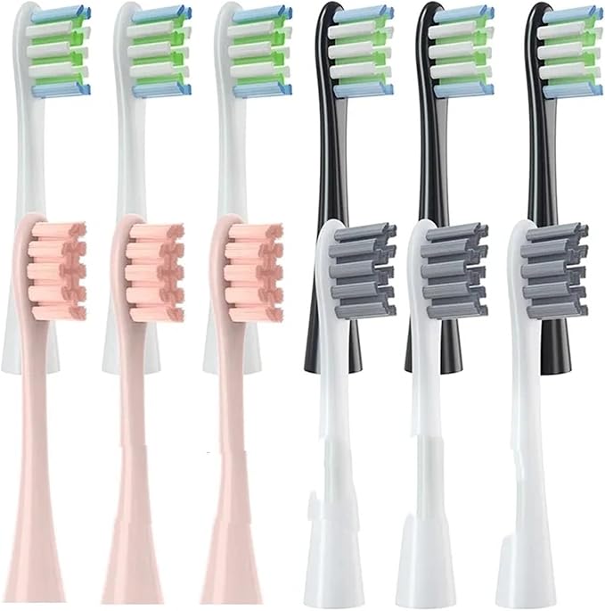 12PCS Replacement Brush Heads Compatible for Oclean X/X PRO/ Z1/ F1/ One/Air 2 /SE Sonic Electric Toothbrush Soft Bristle Nozzles(6Black6Pink)