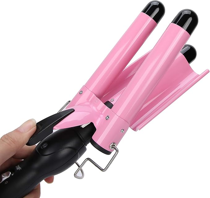 3 Curling Iron Wand 1 Inch Ceramic Tourmaline Triple Barrels Hair Crimper Beach Waving Styling Tools with Temperature Adjustment and Dual Voltage for All Hair