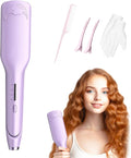 32mm (1.25) Wave Curling Iron 2 Barrel Ionic Deep Waver Hair Tool with 4 Temperature Settings Fast Heating Anti-Scald Hair Crimper for All Hair Types (Purple)