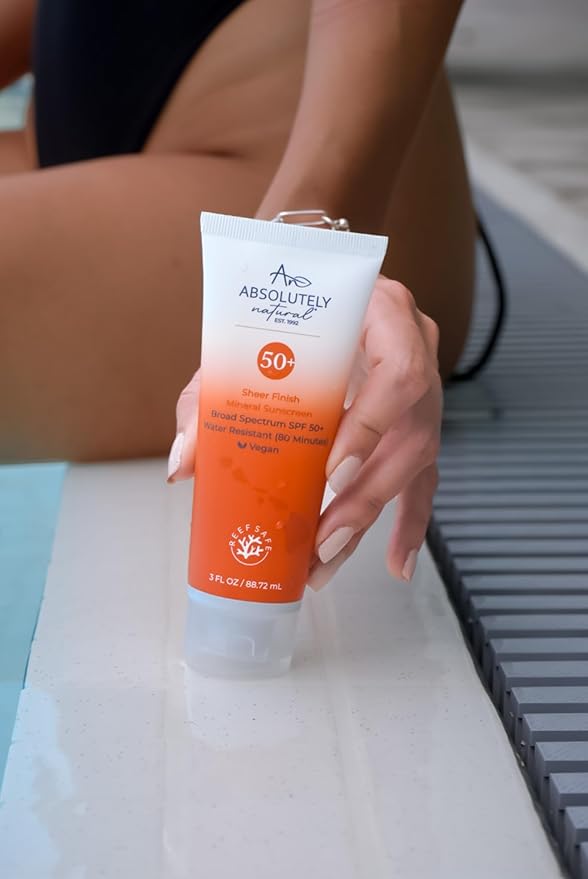 Absolutely Natural SPF 50+ Mineral Sunscreen Lotion - Anti-Aging Sunblock for Body &amp Face Made with Rose Hips Aloe Zinc Oxide and Other Cruelty Free and Reef Safe Ingredients - Made in USA