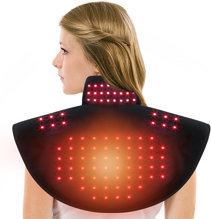 Cordless Red Light Therapy for Shoulder &amp Neck Upper Back 650nm Red Light Therapy Wrap Heating Wrap for Body Muscle Relax with 850nm Near-Infrared Light Auto Timer Rechargeable