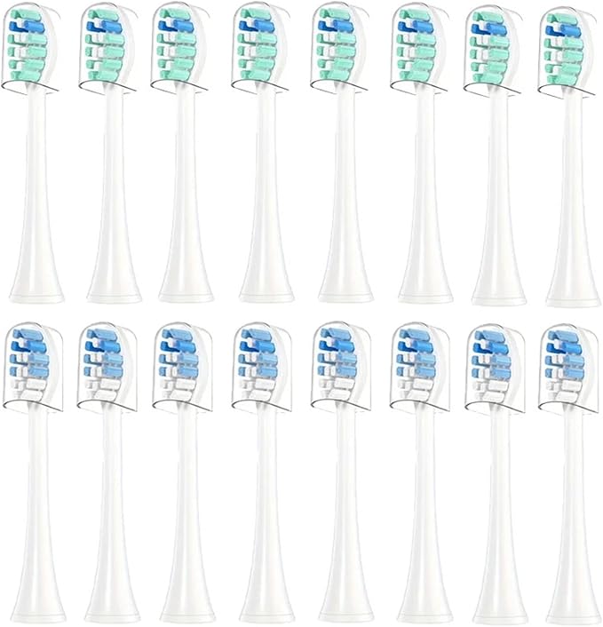 16Pcs Replacement Toothbrush HeadsCompatible for with Electric Brush Head 4100 6500 6100 7500 5300 1100(8Bule 8Green)