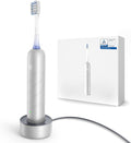 Mova Fresh Pro Electric Toothbrush with App 3DClean Rechargeable Electric Power Toothbrush for Adults 2 Brush Heads &amp Travel Case 3-in-1 Replacement Brush Head with Holder Matte Silver
