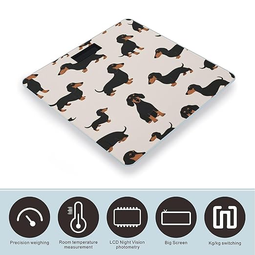 Smart Scale for Body Weight Automatic Switch Digital Bathroom Weighing Scale Cartoon Dachshund Weiner Dog Pet Dogs