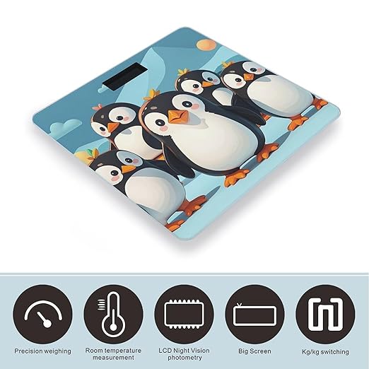 Cute Penguins Smart Scale for Body Weight Accurate Bathroom Scale with LED Display Digital Weight Scales Weighing Machine High Precision Scales for Bath Home